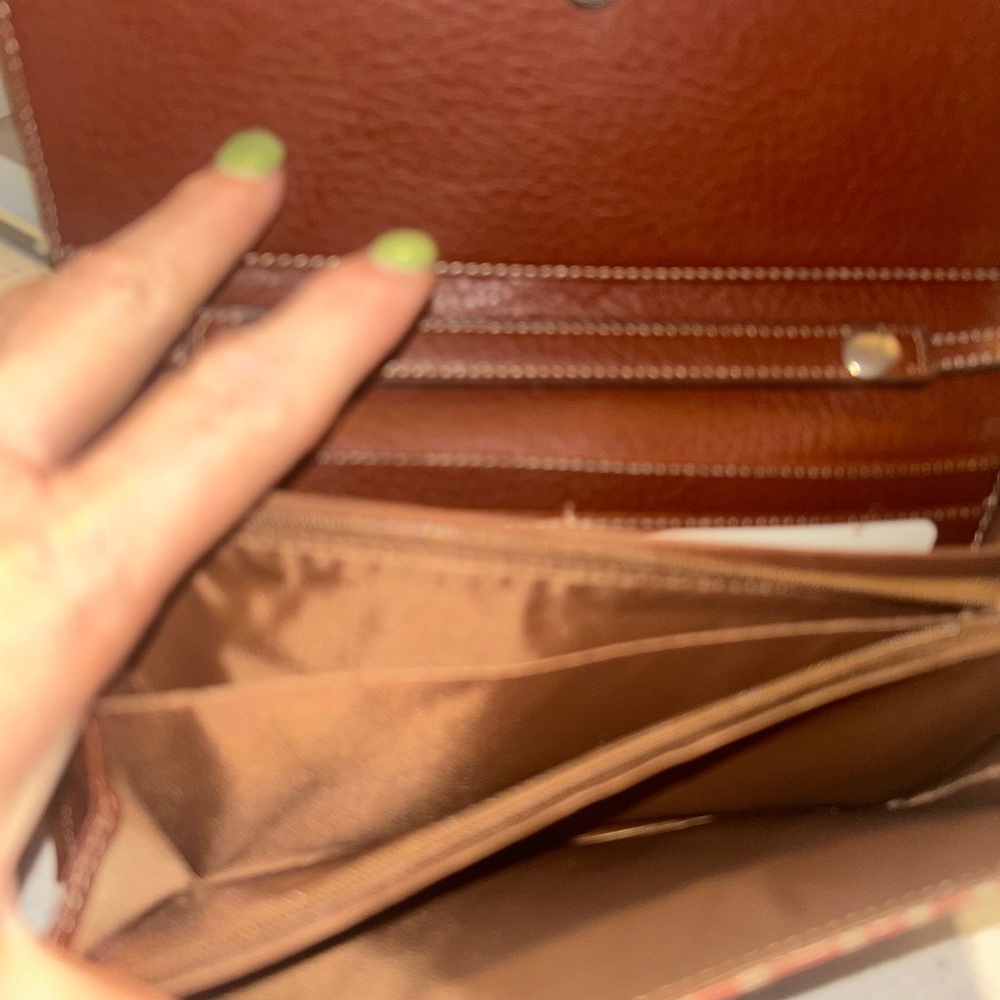 Etienne Aigner Multicolor Logo Canvas Wristlet with Brown Leather Trim - Picture 6 of 12